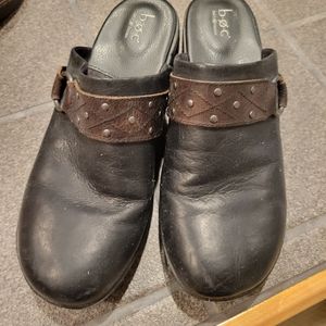 Black Leather mules